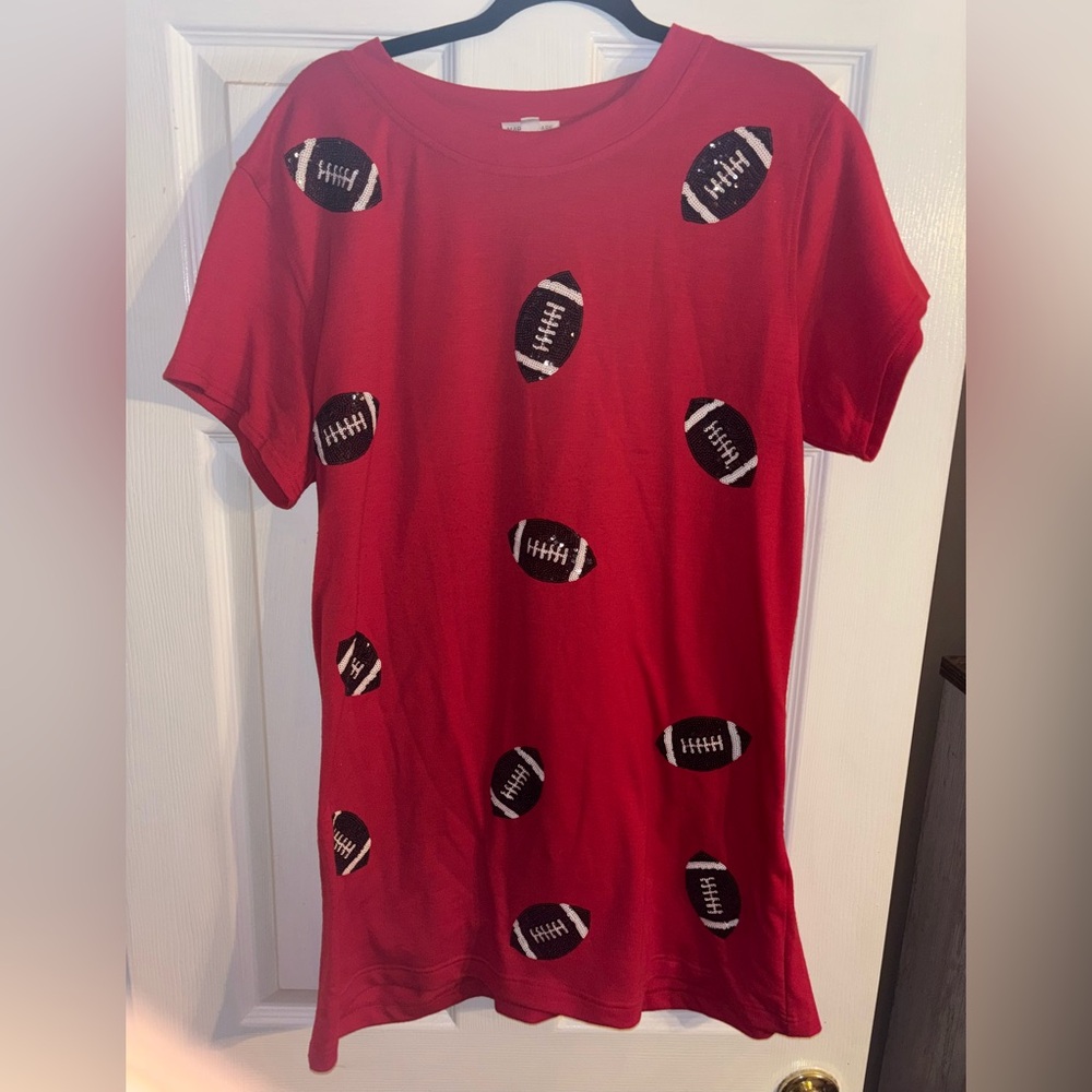 Mary Square red football sequin dress